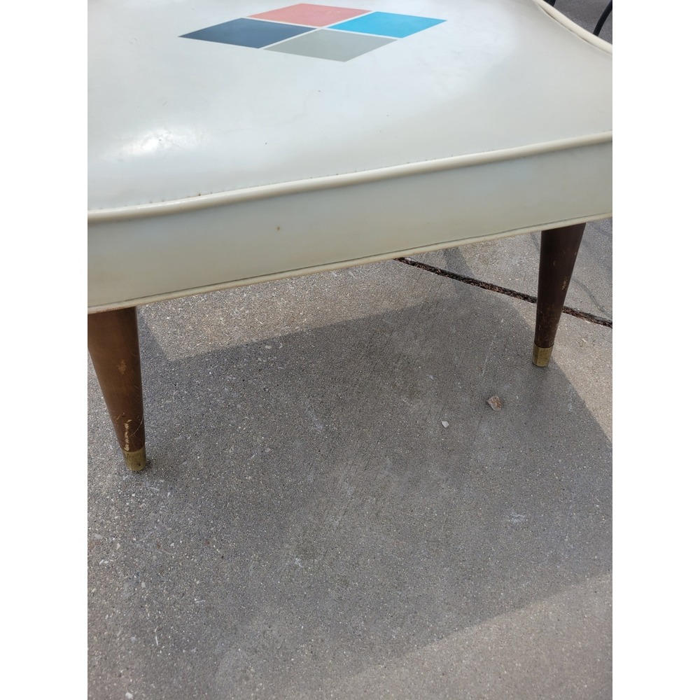 Vtg Babcock Phillips Modern Atomic Harlequin Diamond Vinyl Ottoman Footstool MCM - Picture 4 of 11